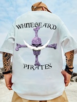 ONE PIECE Japanese Anime WHITEBEARD Men's PIRATES Printed T-Shirt Summer Casual Short Sleeve Boys Cotton Children's T-Shirt
