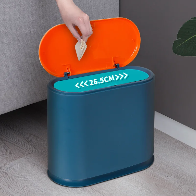 

Trash can household toilet crevice with lid toilet toilet simple fashion narrow small paper basket high-end simple press type