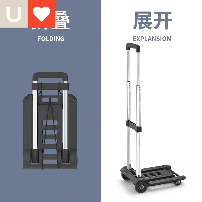 Aluminum alloy small pull cart Home portable express picnic trolley Hand pull trolley Pull trailer Folding flat shopping cart
