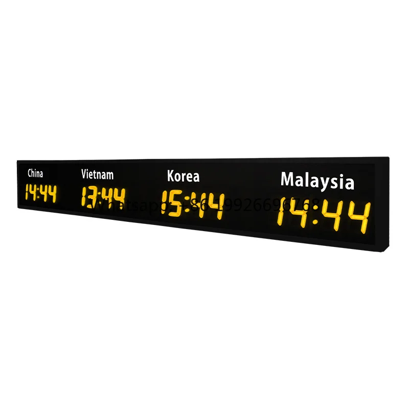 CP30A Custom Vinyl Lettering Digital World Wall Clock Remote Control Local Time Zone LED Wall Clock