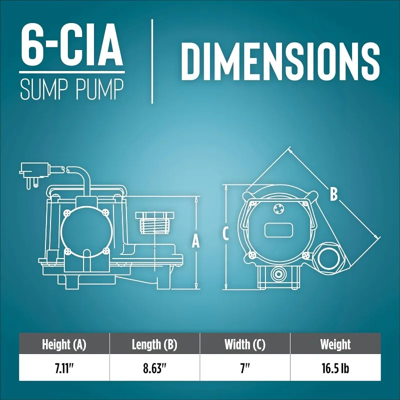 Christmas.6-CIA-RS 115 Volt, 1/3 , 2760 GPH Cast Iron Sump Pump with Piggyback Diaphragm Switch and 10-Ft. Cord, Blue, 506267