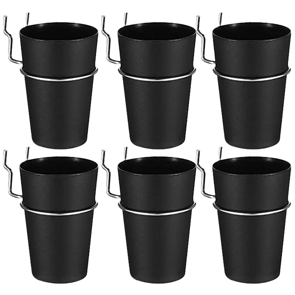

6 Pieces Small Round Cups with Hooks for Pegboard Storage Organizer Garage Workshop Tool Parts Accessories Iron ABS Material