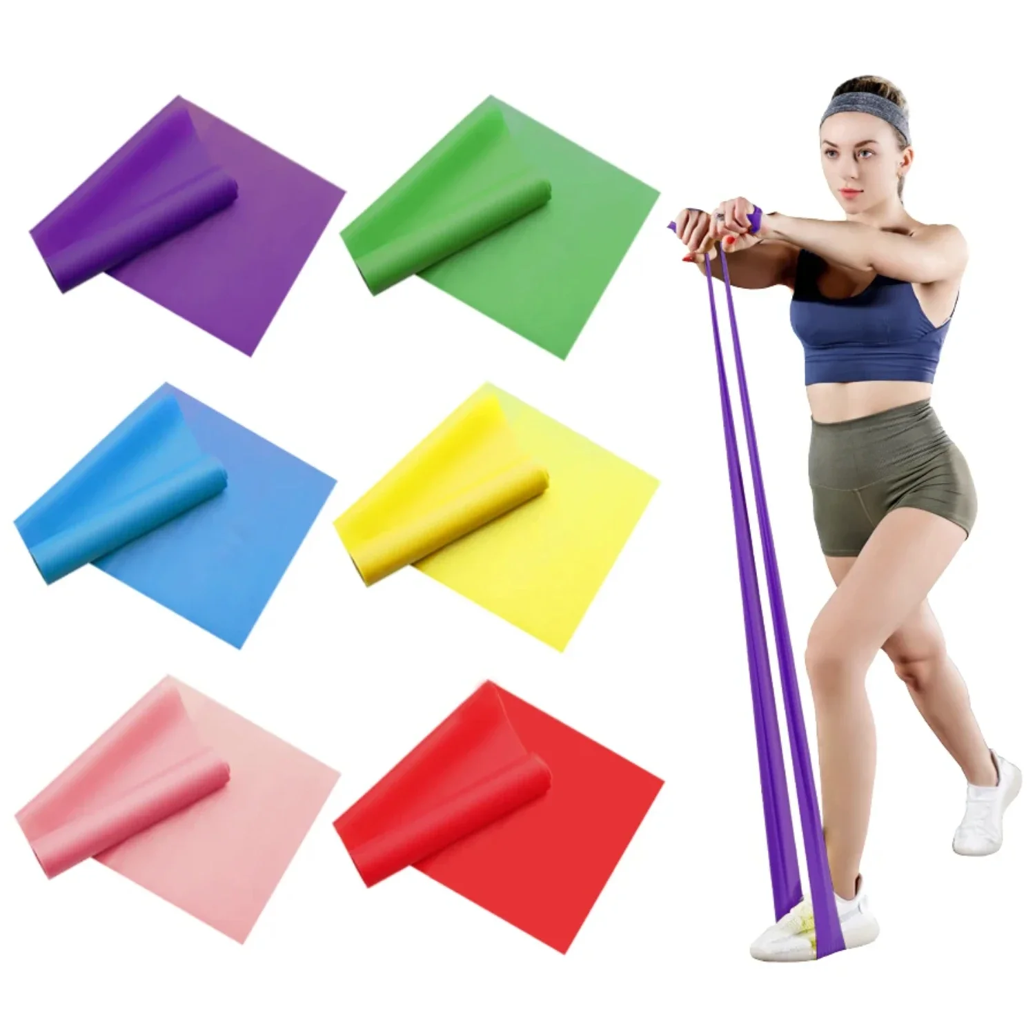 Yoga Pilates Resistance Band Long Training Stretch Bands  Physical Therapy Lower Body  Strength Elastic Exercise Bands