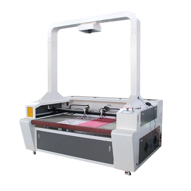 Dual Head CO2 Laser Cutting Machine for Leather Fabric & Wood Automatic with CCD Camera Supports AI & BMP Formats