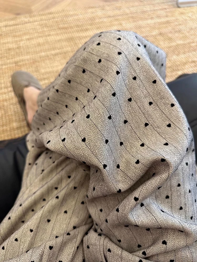 بنطلون واسع الساق بنمط النقاط على الطراز الأمريكي القديم، خصر مرتفع للرجال والنساء، مناسب للربيع والخريف، فضفاض ومريح، مخطط ب...