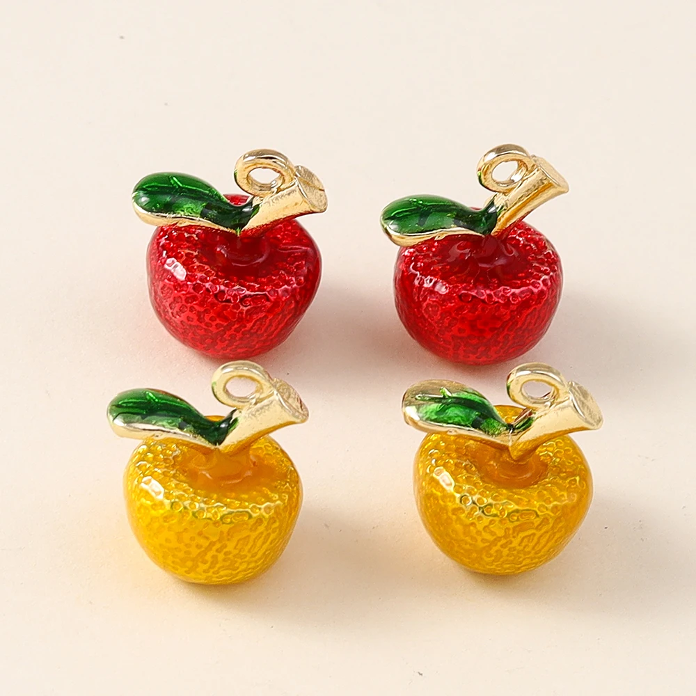 5 Stück süße 3D-Mini-Apfel-Charms, Früchte-Anhänger für Halskette, Armband, Zubehör, DIY-Ohrringe, Schlüsselanhänger, Schmuckherstellung