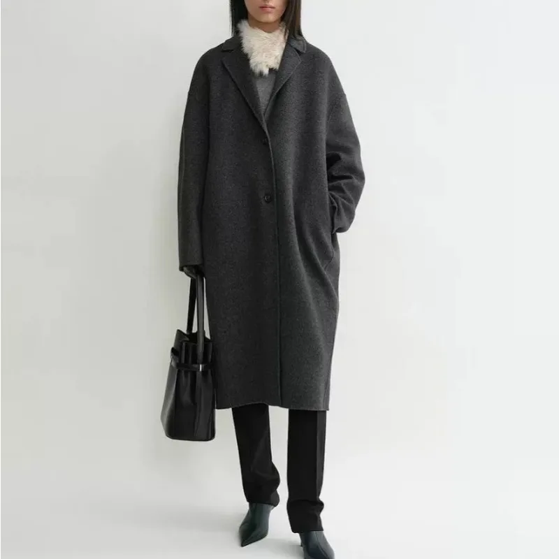 TT@ Cocoon Shaped Woolen Coat, Classic, Simple, Versatile, Double-sided, Medium To Long Jacket, 2024 Autumn/winter LUXURY