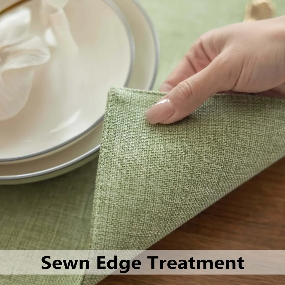 Set of 4 Washable Linen Textured Placemats - Heat Resistant, Scratch Proof, 13x19 Inch, Sage Green