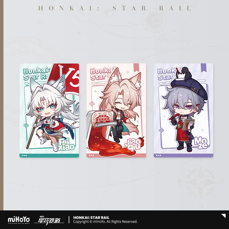 miHoYo Official Game Honkai Star Rail Q-version illustration Laser Collection Card Jiao qiu Feixiao Moze Ornament Cosplay Gifts