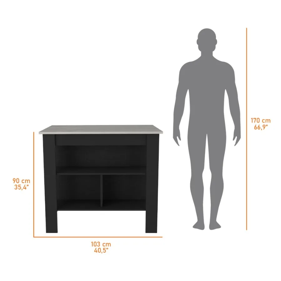 Brooklyn Kitchen Island Три скрытых полки