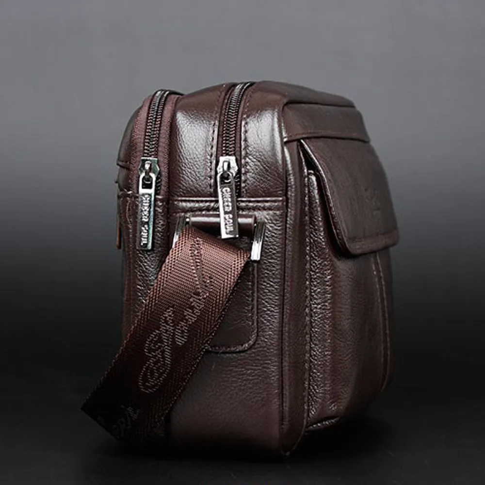 Imagem -04 - Bolsa Mensageiro de Couro Genuíno para Homens Primeira Camada de Couro de Vaqueiro Ombro Cruz Corpo Alta Qualidade Marca de Luxo Famoso Designer Bolsa de Negócios