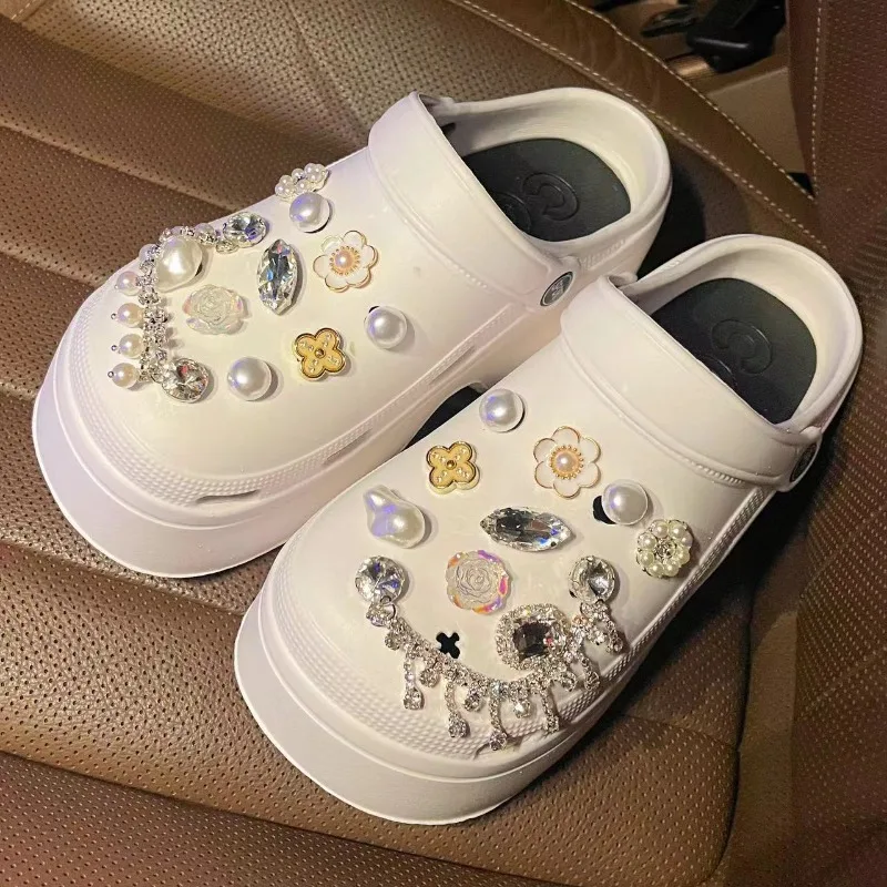 

20 шт., модные подвески для обуви, набор аксессуаров для сандалий, сабо, пряжка для обуви, блестящая цепочка со стразами, украшения для обуви «сделай сам»