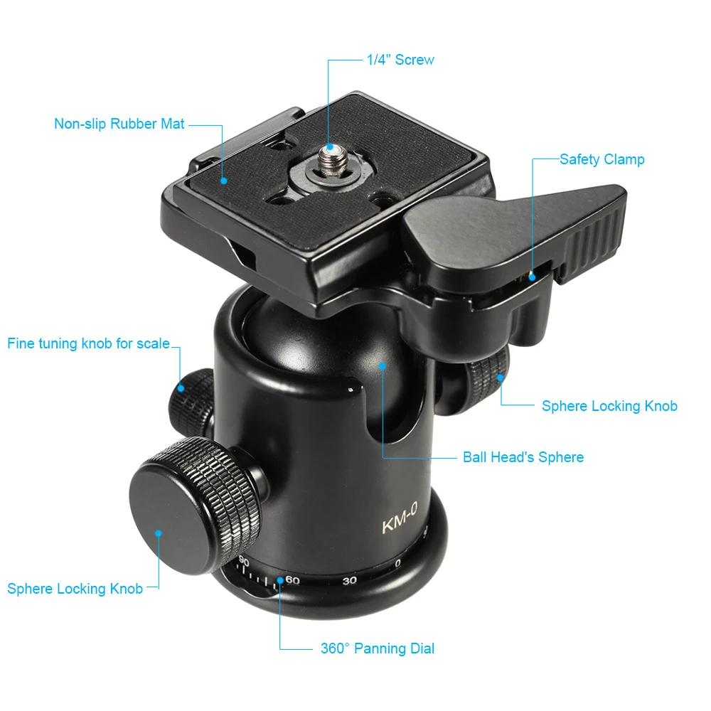 KM-0 profesjonalny statyw głowica ze stopu aluminium kamera głowica kulowa głowica panoramiczna prowadnica przesuwna głowica maksymalne obciążenie pojemność 15kg