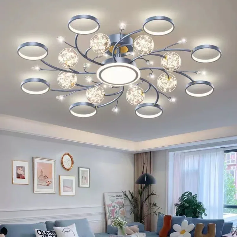 Imagem -02 - Lâmpada Pendente Nórdica para Decoração Doméstica Luz de Teto Azul e Cinza Iluminação Interna Luz Atmosférica Luxo Novo Sala de Estar