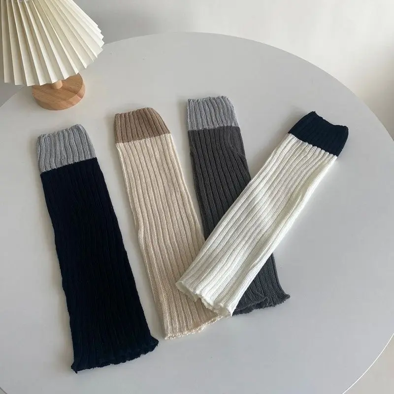 2025 New Hot-selling Spring and Autumn Contrast Color Stitching Leg Cover Simple and Versatile Multi-color Warm Socks