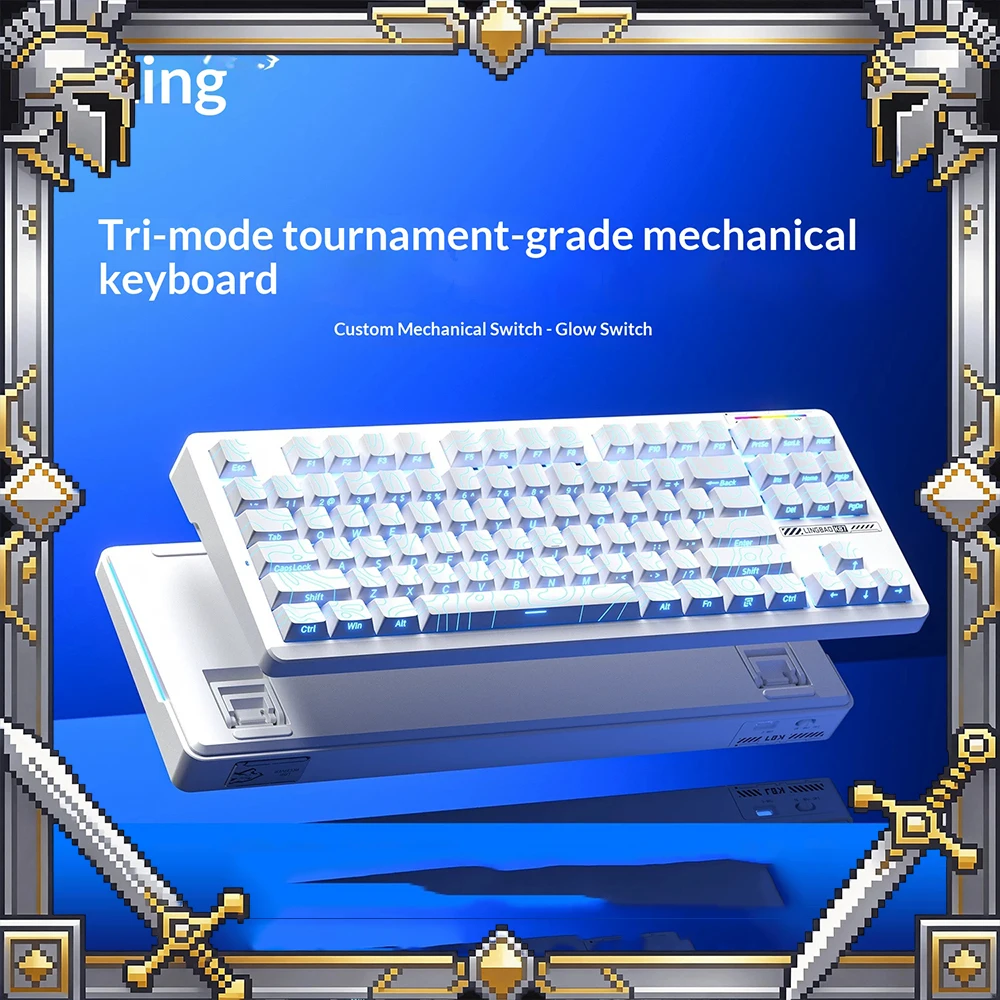 Lingbao K87 PRO Mechanical Keyboard Tri Mode Hot Swap Gasket Wireless Keyboard Five-layer liner stack 10000mAh battery Pc
