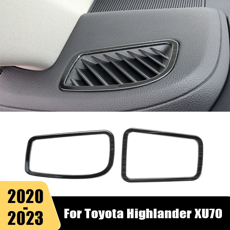 

Stainless Dashboard Air Conditioning Outlet Frame Decoration Cover Trims Stickers For Toyota Highlander XU70 2020 2021 2022 2023