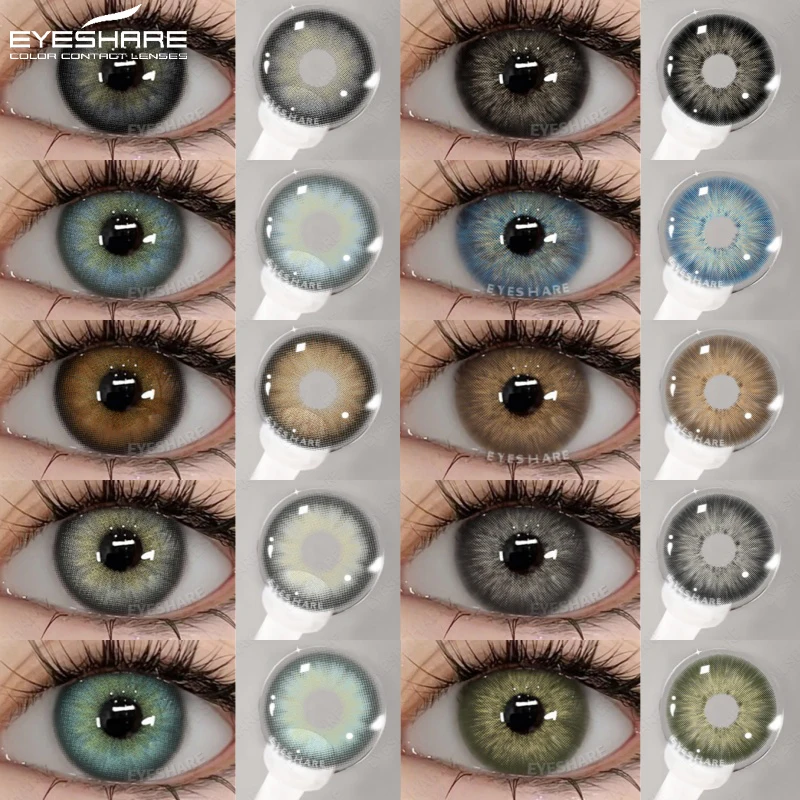 EYESHARE 2 uds lentes de contacto de Color con ojos lentes de contacto azules naturales pupilas marrones lentes grises de belleza contactos verdes anuales