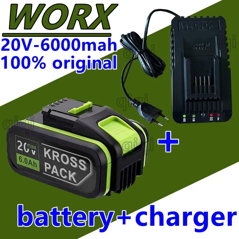 

Used for WORX WA3553/WA3551 20V6000mah Cordless Power Tool Battery WA3572 WA3553 WX390 WX176 WX178 WU268 Backup Battery+charger