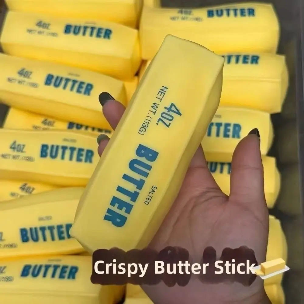 Crunchy Butter Stick Squeezed 12cm Sound Effects Crackling Butter Bar Comfortable Building Blocks Sensory Stress Stick