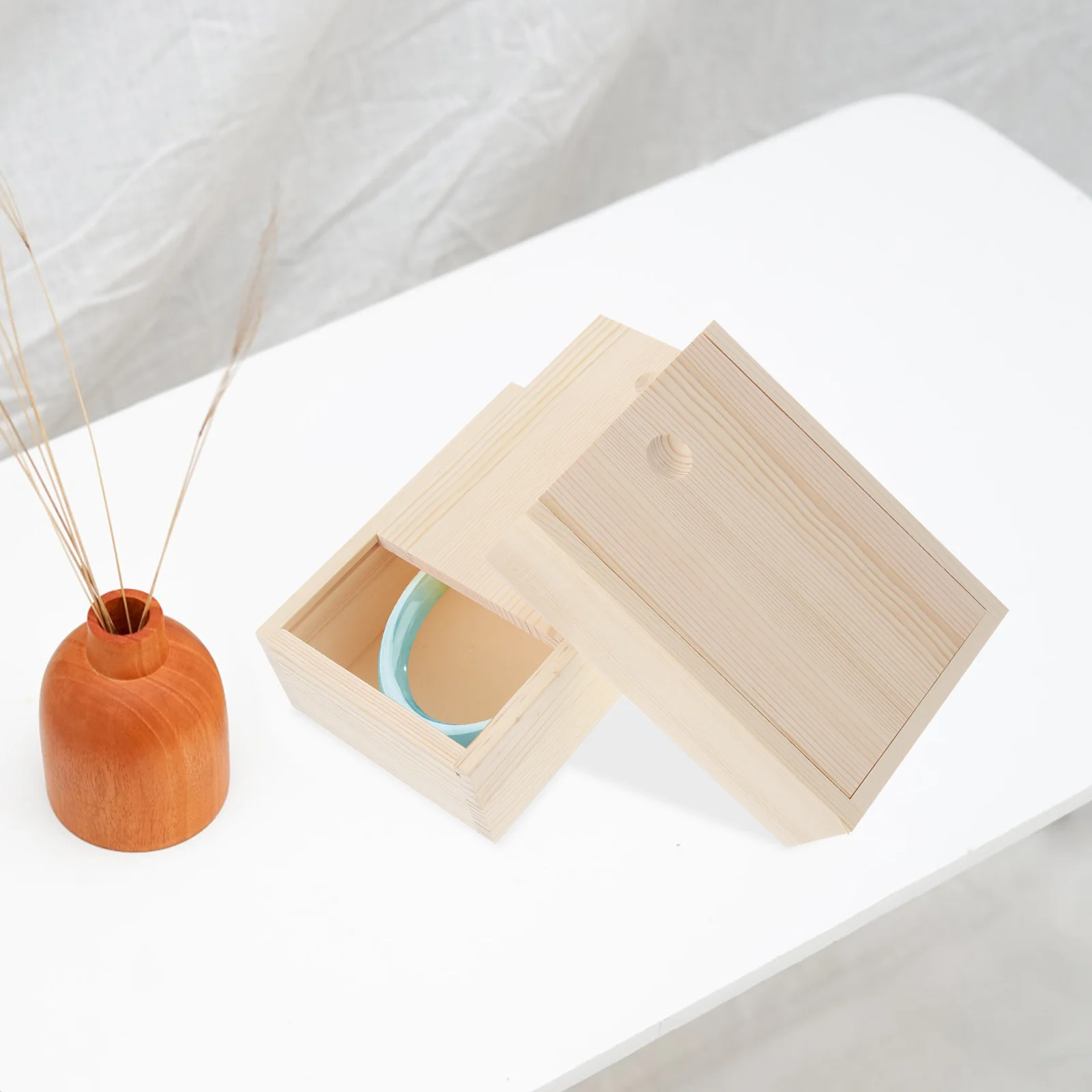 

STOBOK 2Pcs Pine Wood Storage Box Organizer with Lid Solid Wooden Pull Box for Jewelry Sundries Home Organization