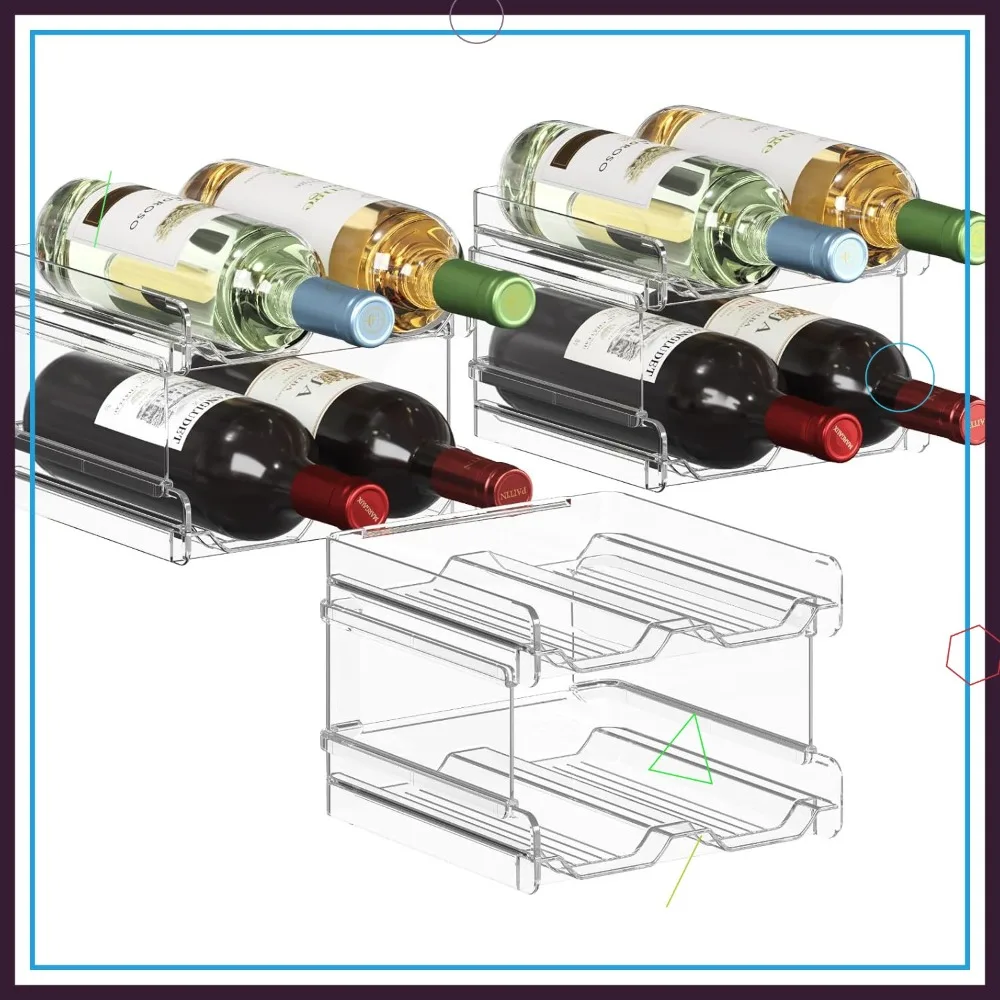 

Stackable Wine Rack for Refrigerator, Cabinet, Countertop - Holds 12 Bottles, Space-Saving Organizer
