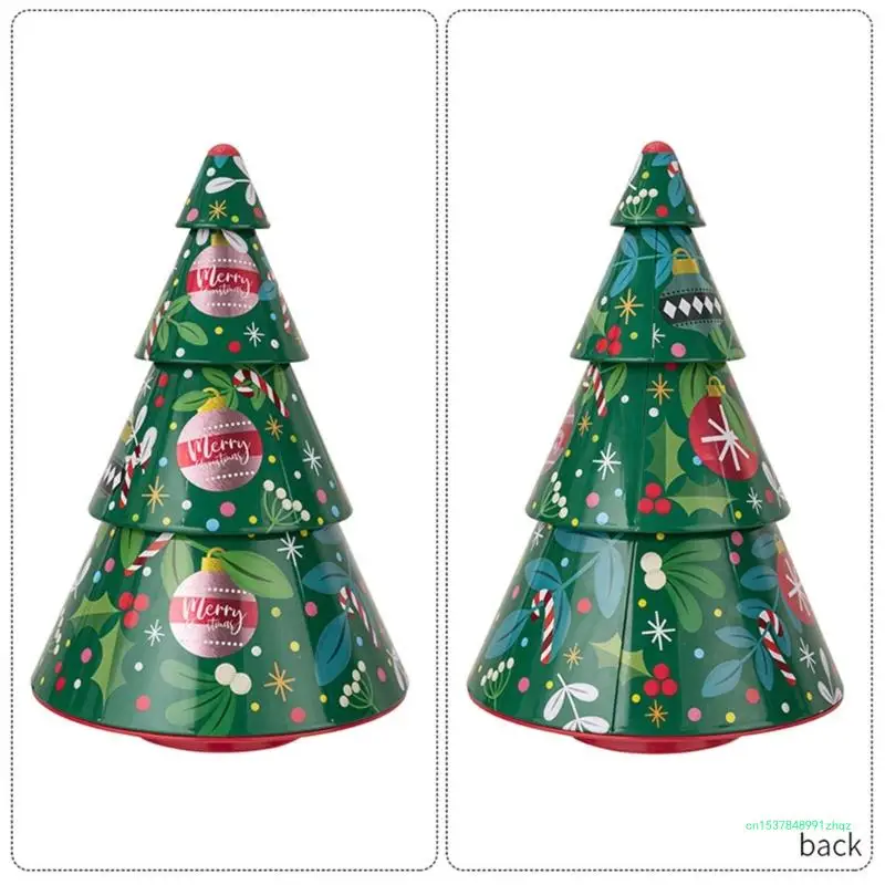 Creative Christmas Tree Shaped Tin for Candy Assortment Spacious Sweet Storage Solution Seasonal Home Decoration