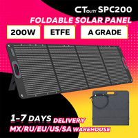 CTOLITY 200W Portable Solar Charger Flexible ETFE Foldable Solar Panel Monocrystalline Camping IP68 Waterproof Power Station RV
