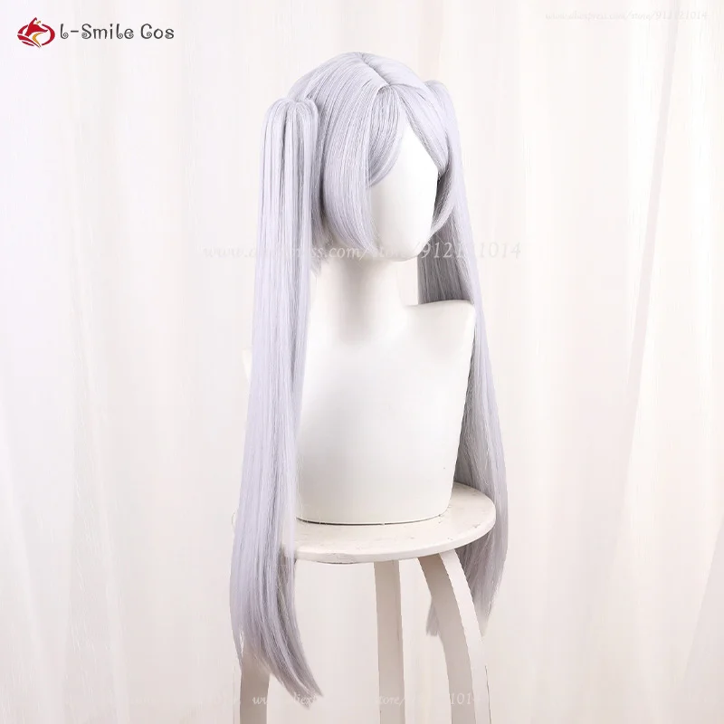 Anime Frieren parrucca Cosplay 65cm argento bianco donne parrucche Frieren capelli sintetici resistenti al calore + cappuccio parrucca