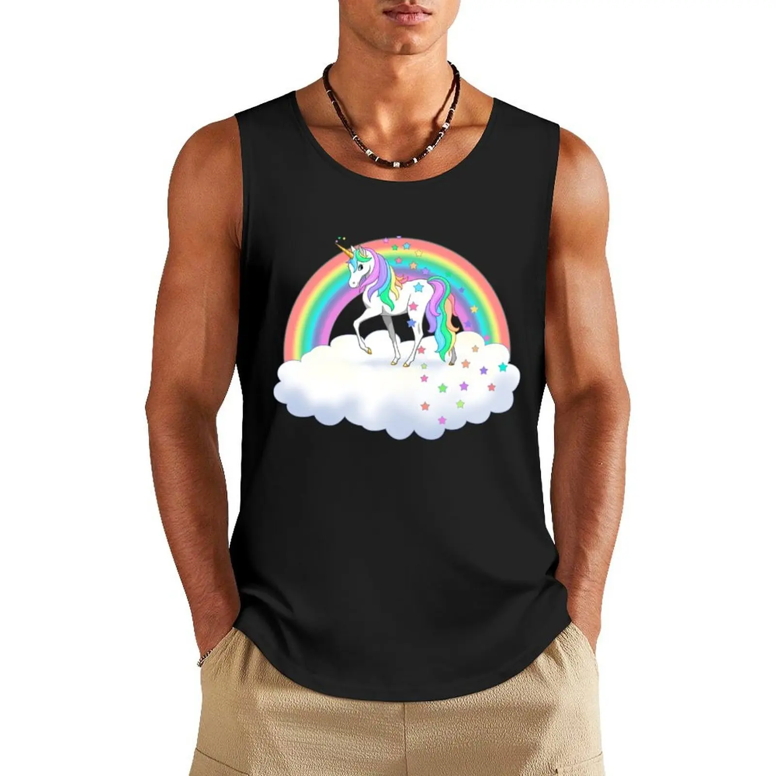 

Pretty Rainbow Unicorn Clouds Colorful Falling Stars Tank Top bodybuilding t shirt anime clothes Body man anime gym