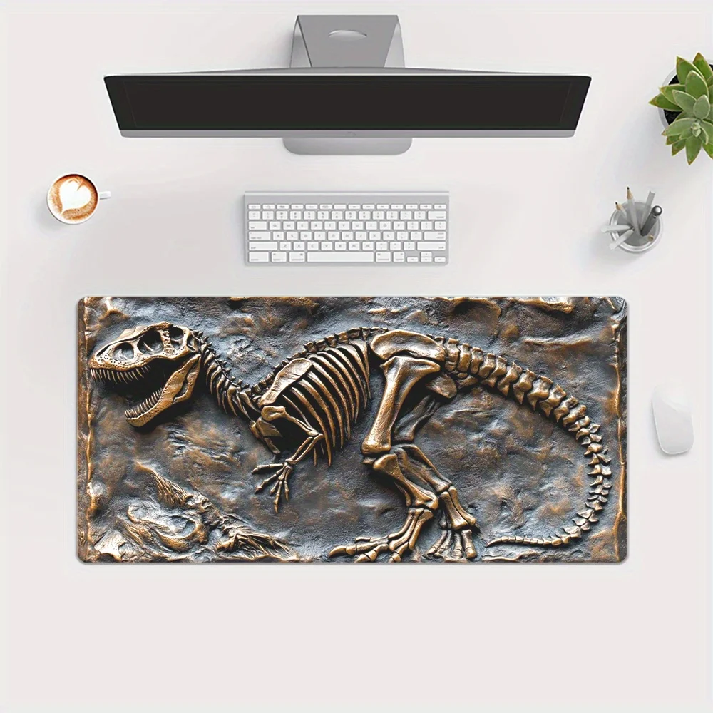 Alfombrilla de ratón grande con diseño fósil de dinosaurio, alfombrilla de escritorio para juegos, alfombrillas de goma antideslizantes, accesorios duraderos para pc, teclado, alfombrillas de ratón extendidas