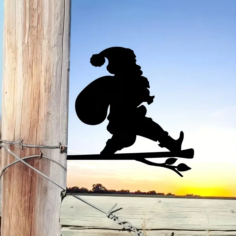 CIFBUY Iron Wall Art Happy Christmas Grandpa Metal Plaque Silhouette Sign Home Decor For Living Room Bedroom Office Entryway