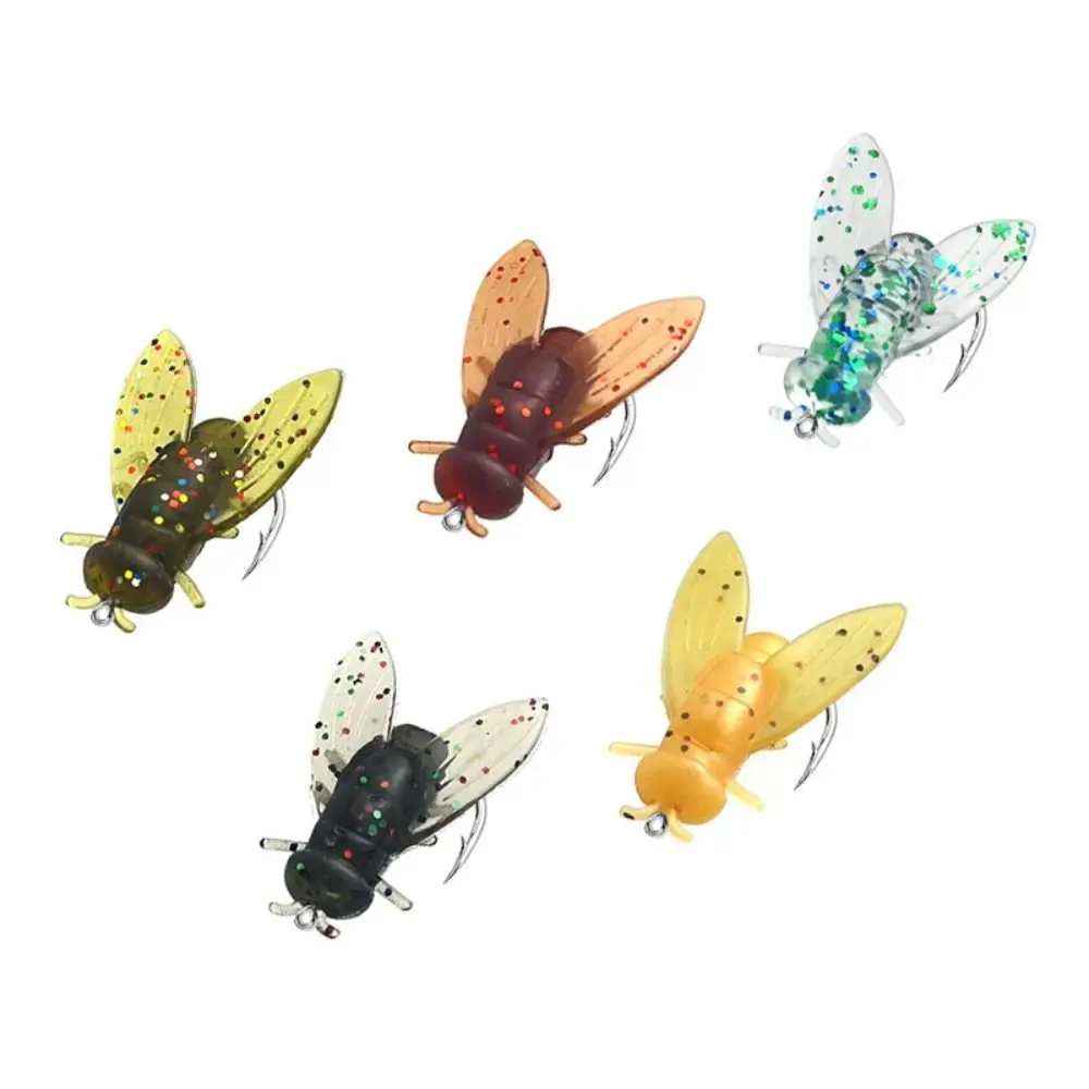 20PCS New PVC Bionic Fly Fishing Bait 5 Colors Spinner Swim Baits Flies Fly Fishing Fly Fishing Hook Flies Insects Lures