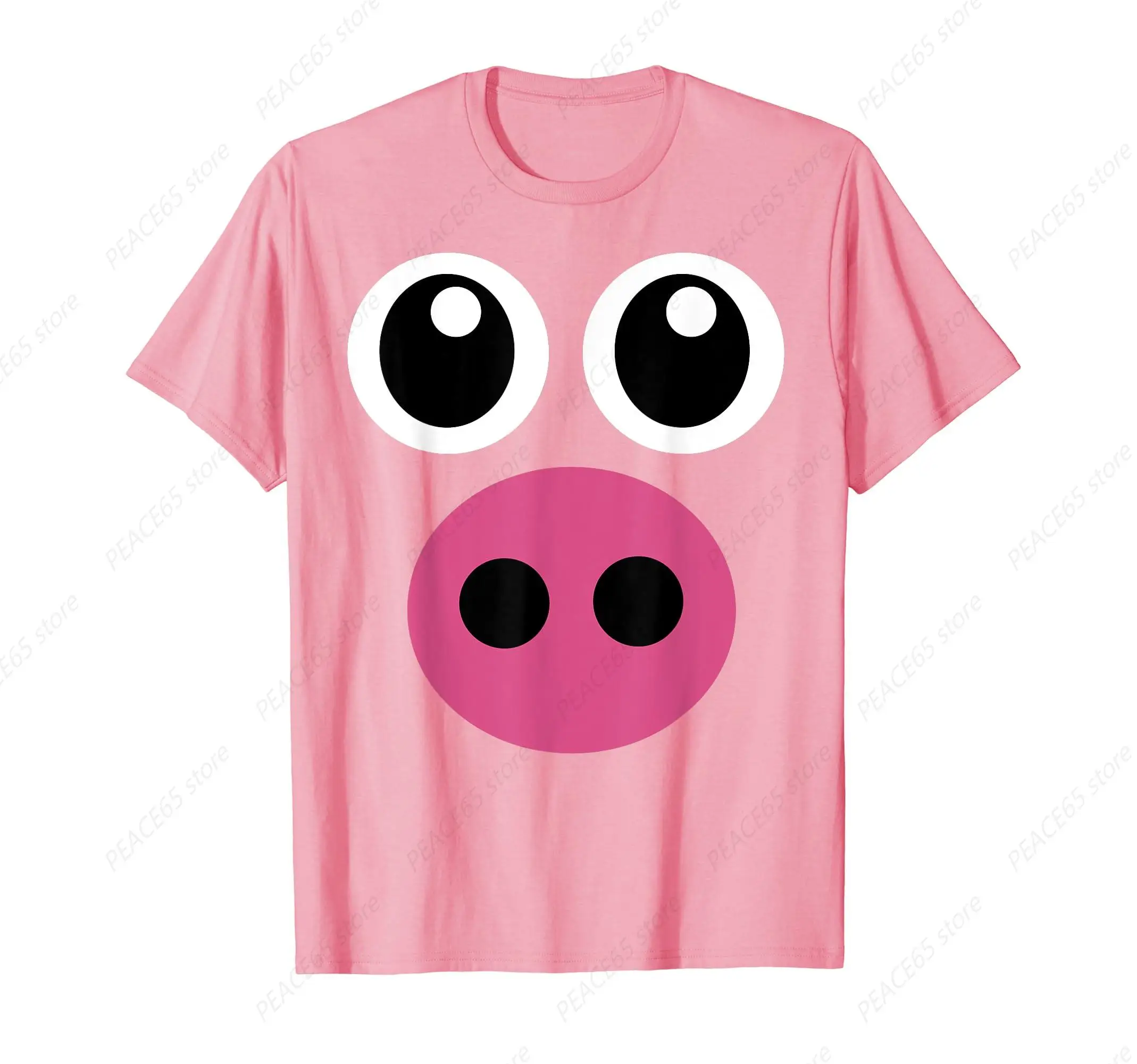 

Cute Pig Face Pink DIY Short Sleeve Kawaii Farm Animal Halloween Costume T-Shirt Unisex