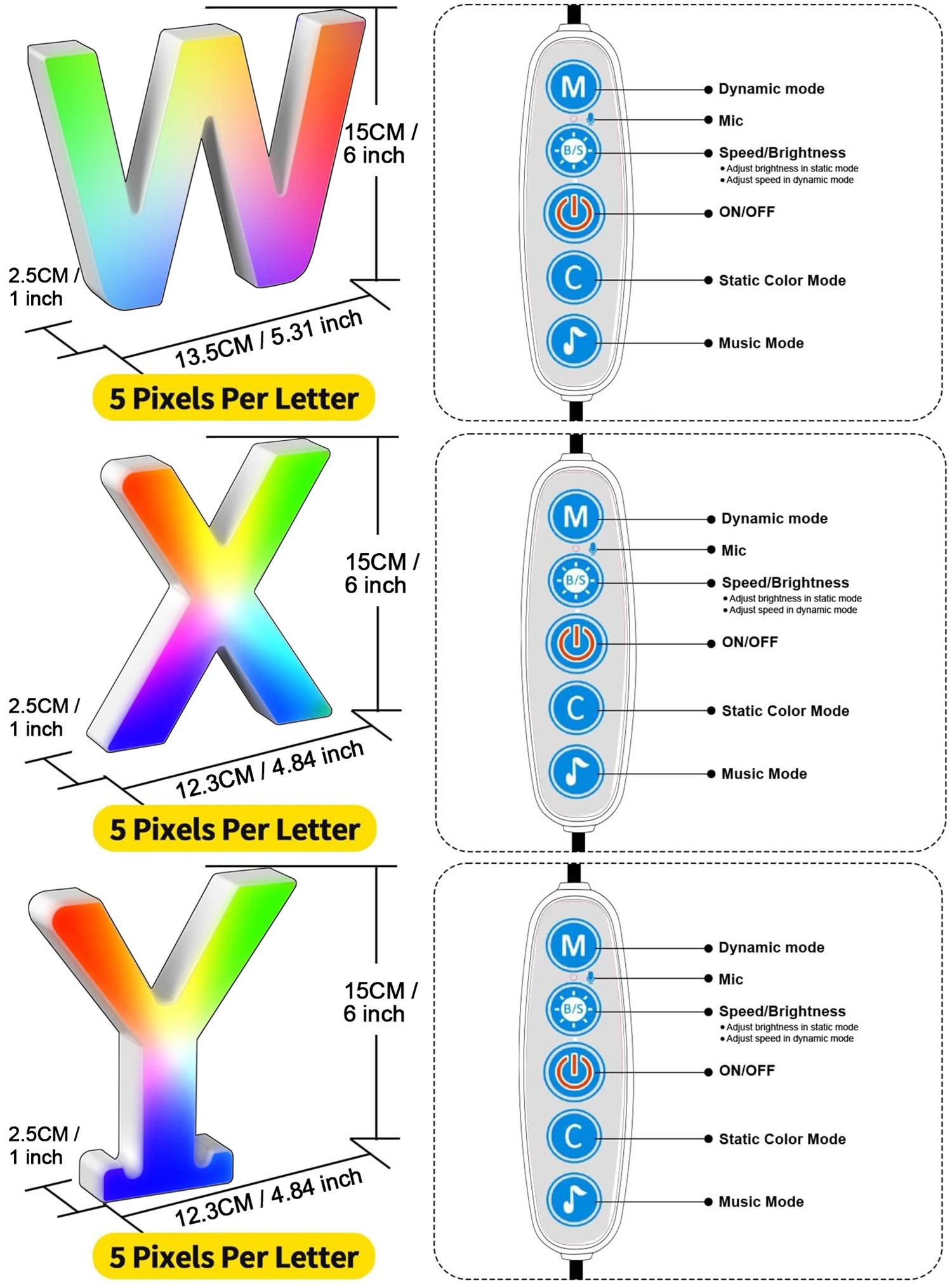 1PC Smart LED Letter Light - DIY RGB Marquee App Control Music Sync Indoor Sign Game Holiday Party Wedding Graduation Season A-Z