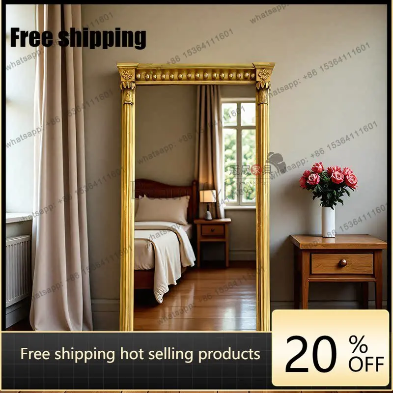 LJY European retro full-body mirror home floor-to-ceiling full-length mirror living room