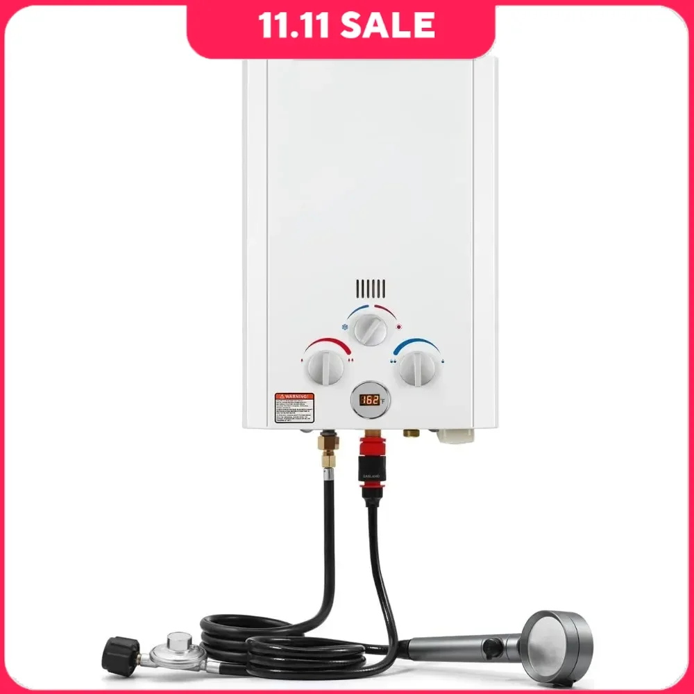 

Tankless Water Heater, 6L 1.58GPM Portable Gas, Overheating Protect & Easy to Install, Demand Water Heaters