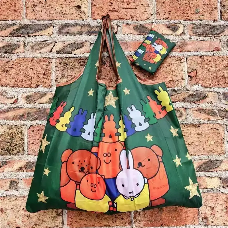 Cartoon Miffy Rabbit Supermarkt-Einkaufstasche, große Kapazität, wasserdicht, tragbar, faltbar, Umweltschutz-Aufbewahrungstasche – Detail 4