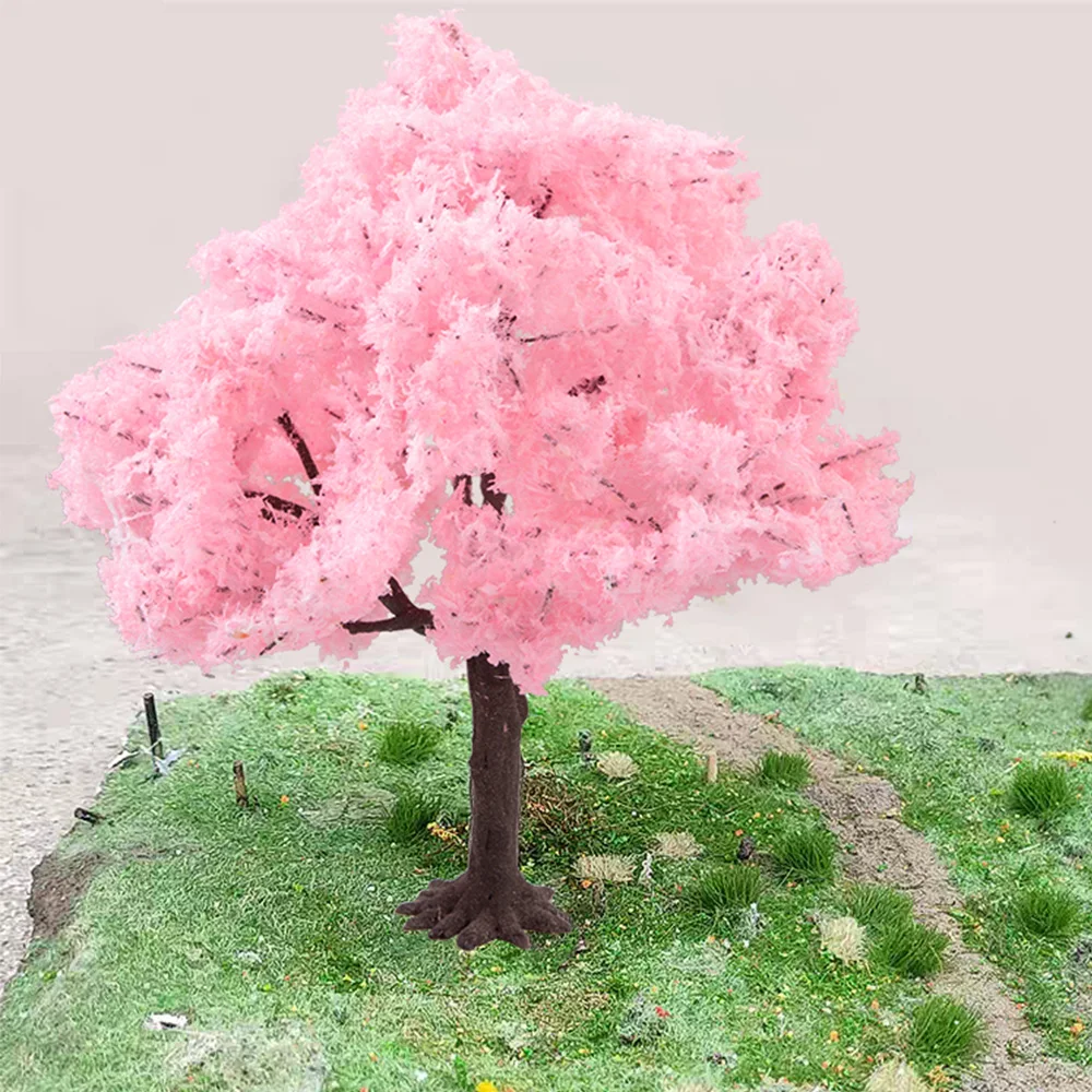 

Simulation Cherry Blossom Tree Model Wire Pink Trees Plant For DIY Sand Table Scene Dollhouse Garden Party Decor Building Kits