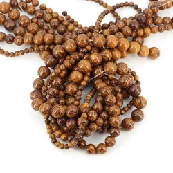 Natural Stone 4 6 8 10mm Round Fossil Elephant Skin Jasper Stone Spacer Crystal Bead For Jewelry Making Diy Bracelet Needlework
