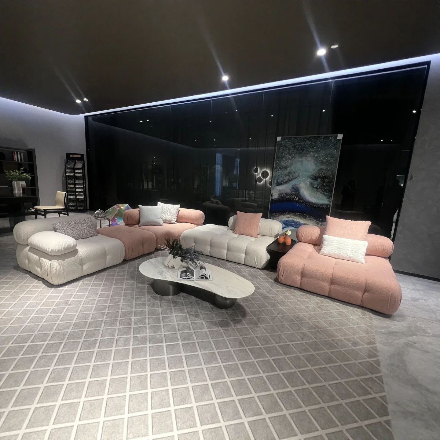 Sofa Color-changing Free Combination Module Light Luxury Leather All Green Leather Advanced Sense Special-shaped Arc