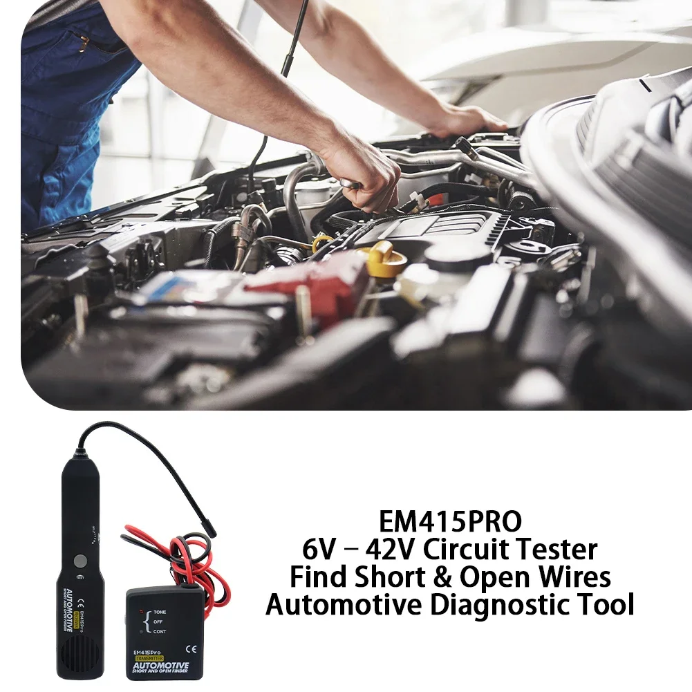2026 EM415PRO Automotive Short Open Circuit Finder Cable Wire Tracker DC 6-42V Car Diagnostic Tool With 2x 9V Battery & Tape