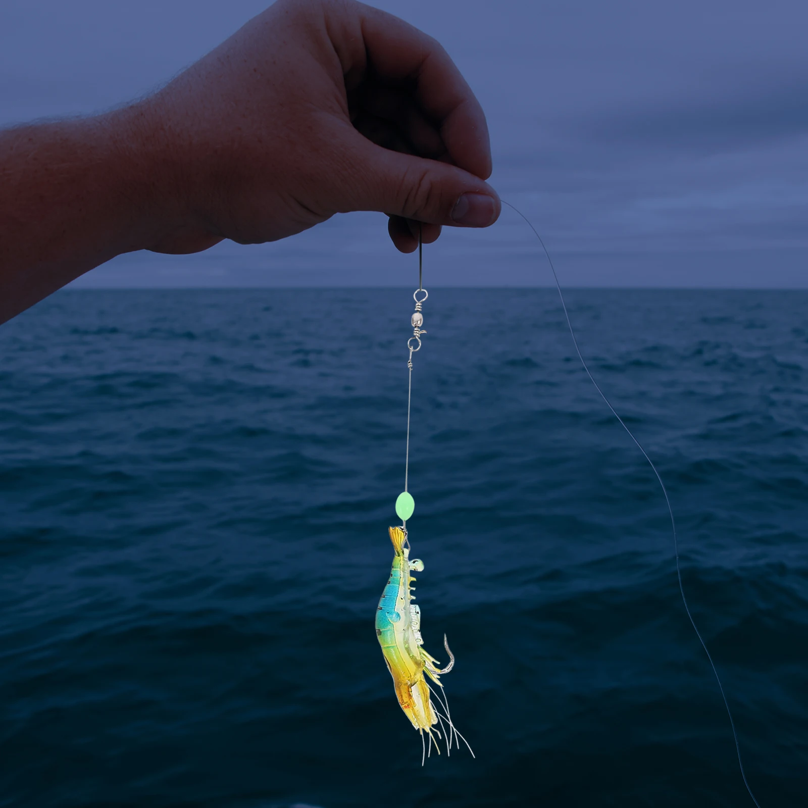 

7pcs Night Glow Shrimp Bait Set Soft LureHooks for Sea Fishing Artificial Abs Fake Baits Portable Tools Fishing Supplies