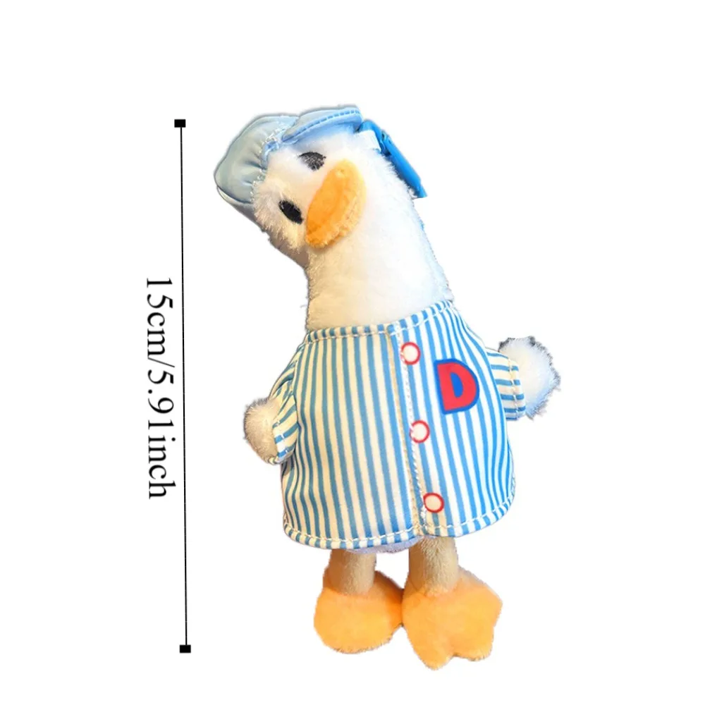 Tilt Head Duck Plush Toy Pendant Striped Clothes PP Cotton Duck Plush Keychain Soft Kawaii Cartoon Duck Doll Keyring