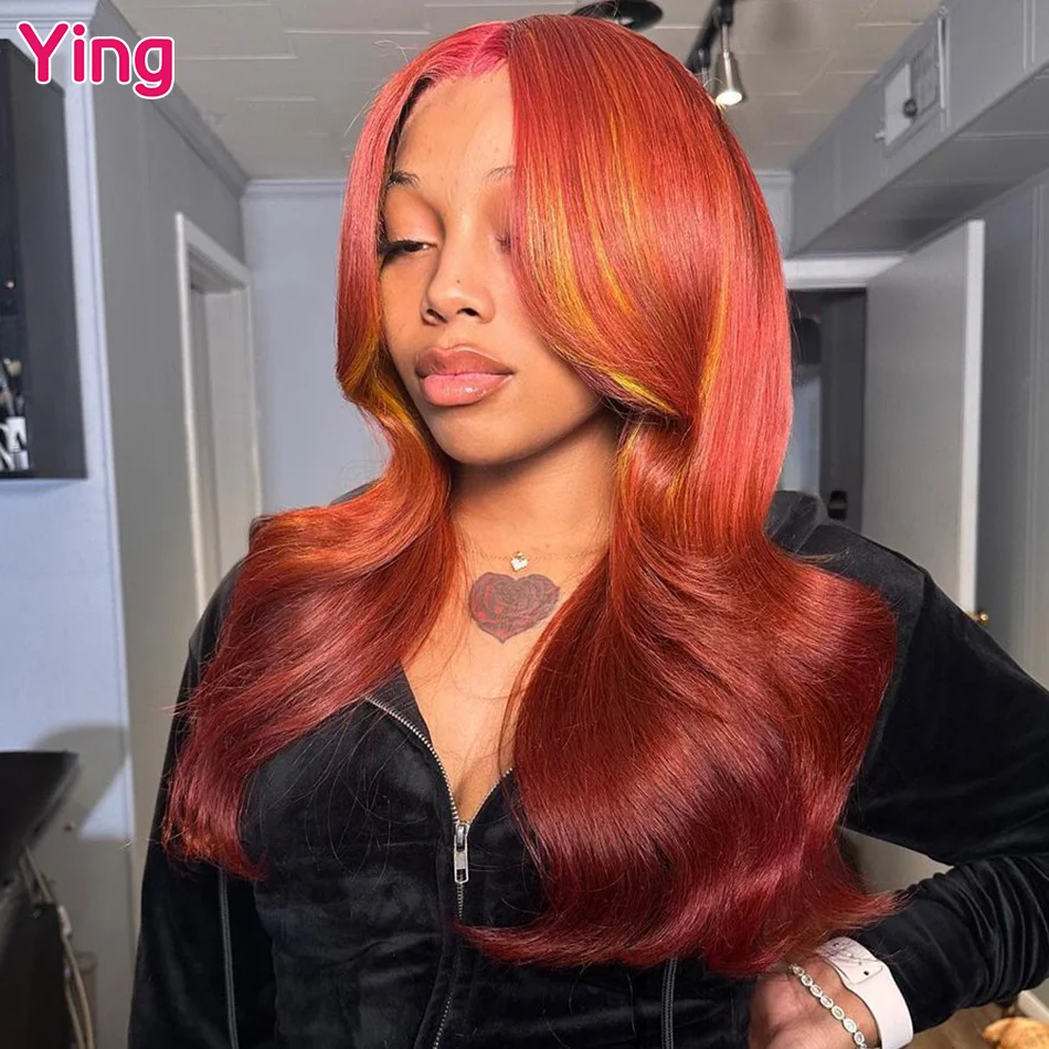 

Ying 12 A 200% Ginger Orange Body Wave 13x4 Lace Frontal Wig Human Hair 13x6 Lace Front Wig PrePlucked 5x5 Transparent Lace Wig