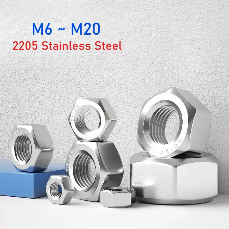 Peijian 2~50pcs M6 M8 M10 M12 M14 M16 M20 2205 Duplex Stainless Steel Metric Hex Hexagon Nuts