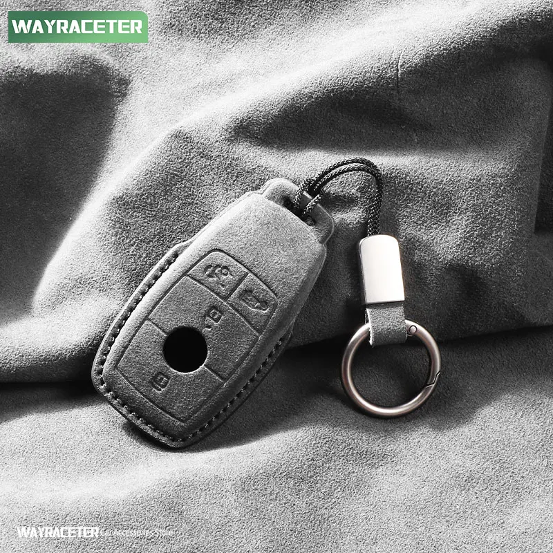 Super Top Italian Suede Leather Car Key Case Cover Proective Bag For Mercedes Benz V300 W447 AMG V Class Facelift 2024 2025 2026