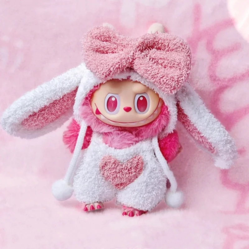 

Pink White Big Rabbit Ear Clothes For labubu 3.0 big into energy Outfit Clothing for Ropa Labubu V1/V2/V3 Doll Accessories