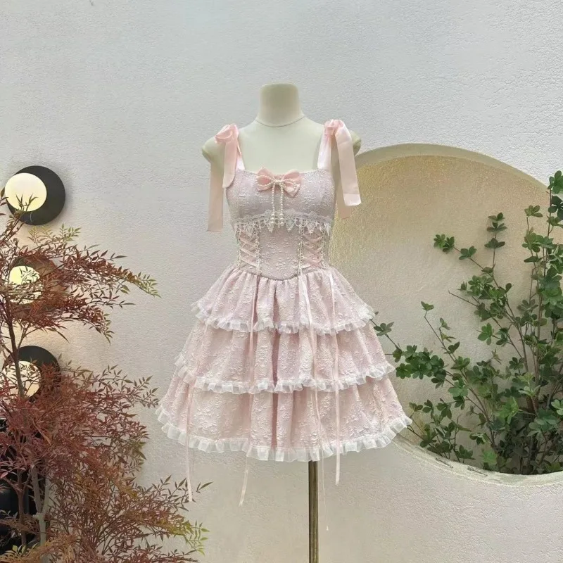 

Women Summer Dress Spaghetti Strap Lolita New Minimalist Comfortable Fashionable Niche Versatile Chic Designer Luxurious Casual