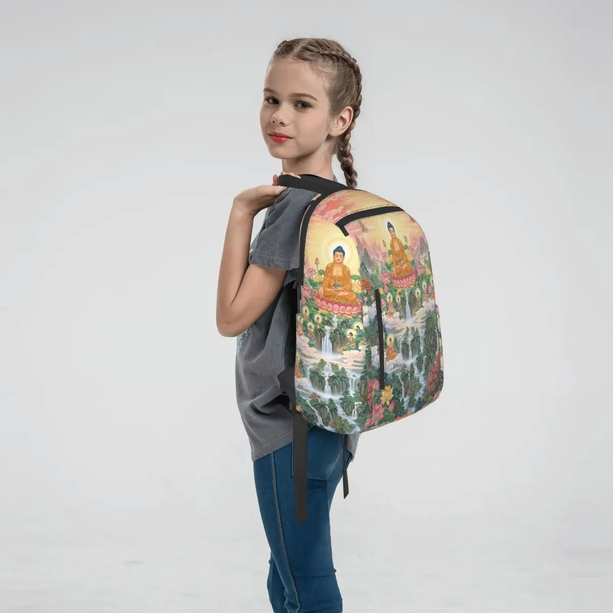 Tantric Buddhist Deity Buddhism God Buddha Backpack Large Capacity Boys Girls BookBag School Bag Shoulder Bags for Men Women